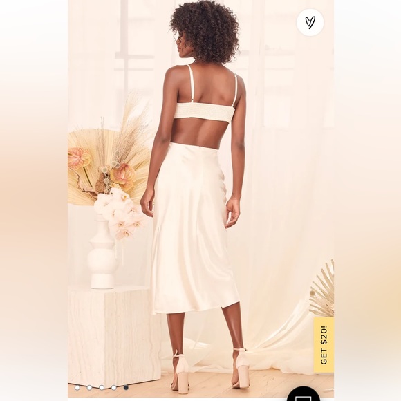 Lulus Need My Love Cutout Ivory Satin Midi Dress NWT - Picture 2 of 9
